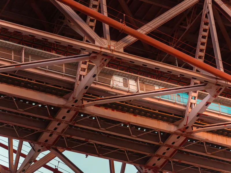 Steel bridge members showing the repeatable viewpoints needed to document location and extent of a visible defect