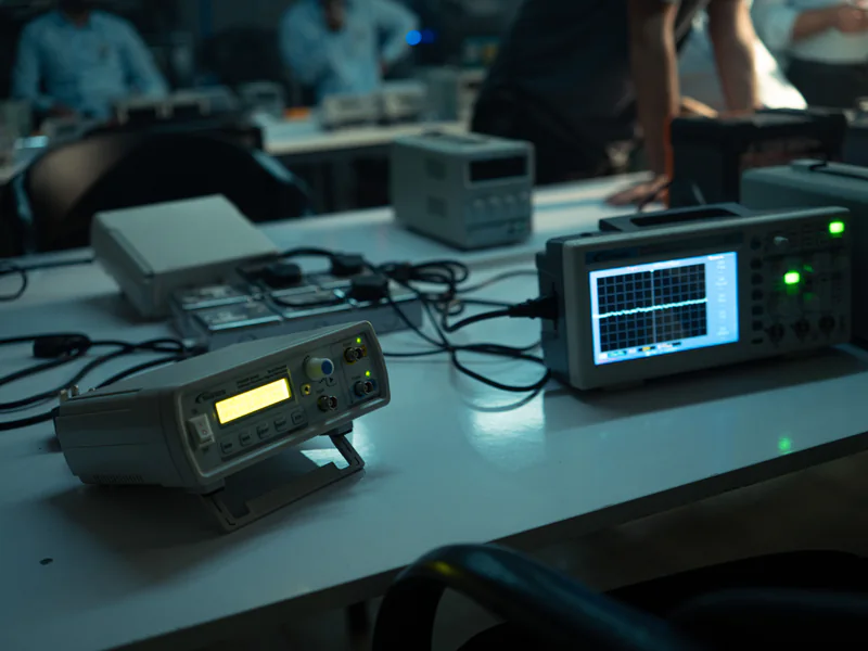 Radio-frequency spectrum analyzer illustrating the observable signals and interference a portable detector must handle