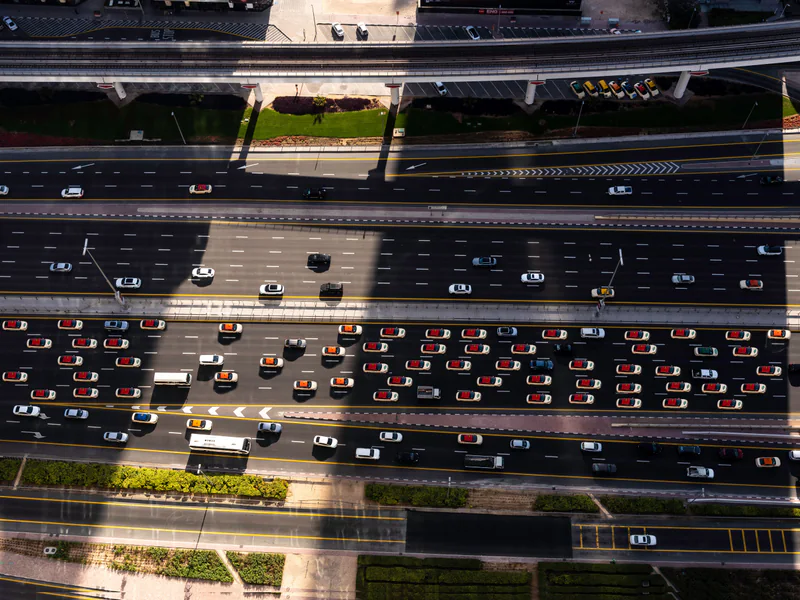 Multilane roadway traffic used to test radar detection zones occlusion speed and classification